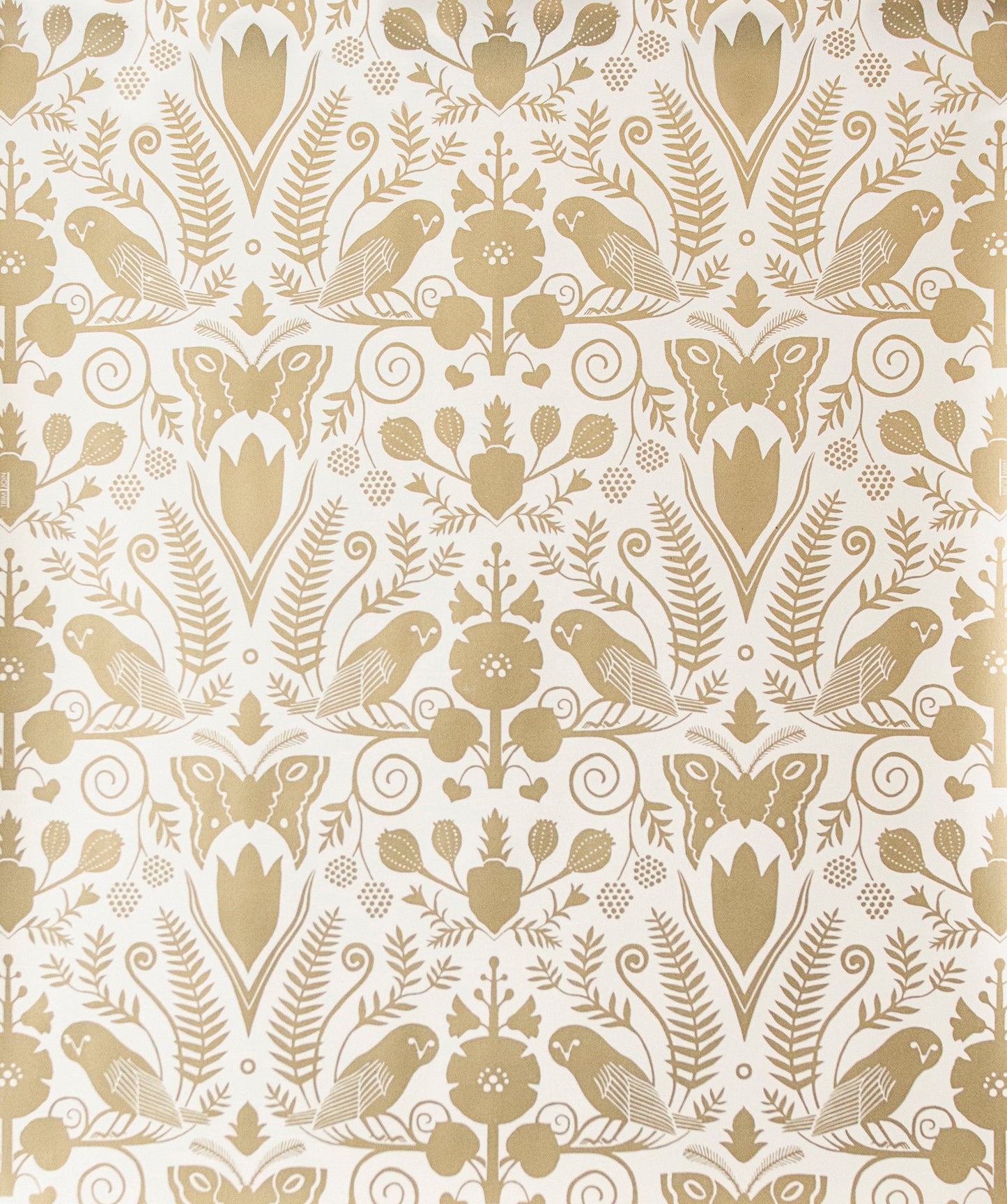 Barn Owls + Hollyhocks - Gold on Cream