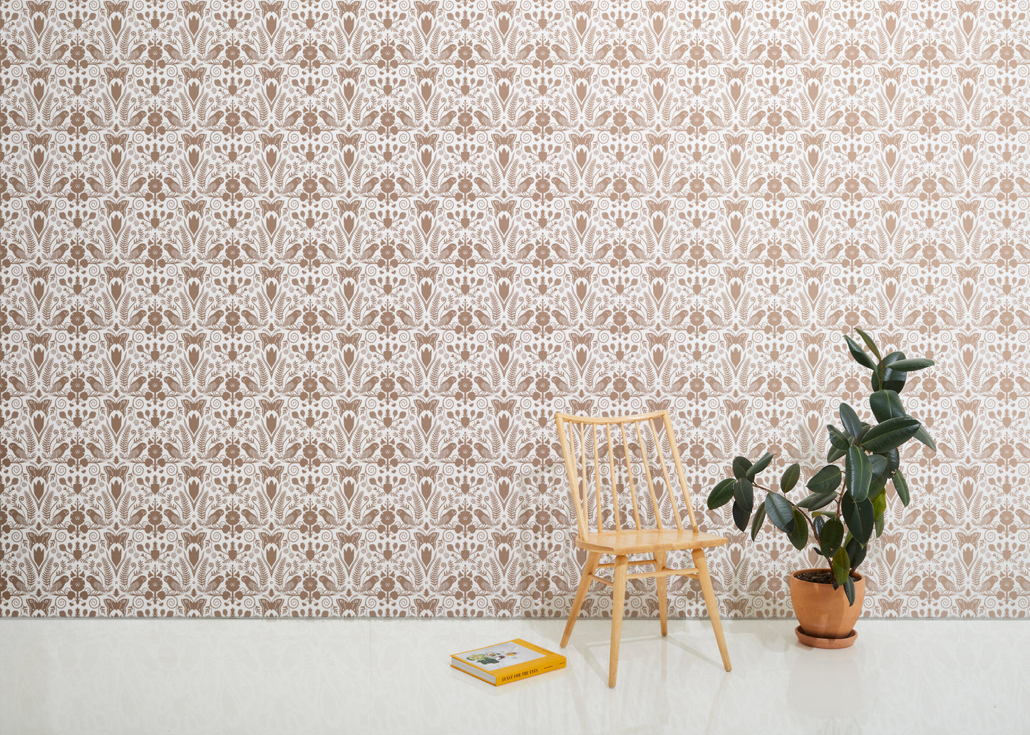 Barn Owls + Hollyhocks - Rose Gold on Cream
