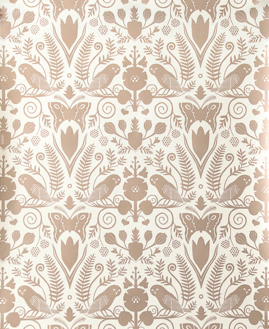 Barn Owls + Hollyhocks - Rose Gold on Cream